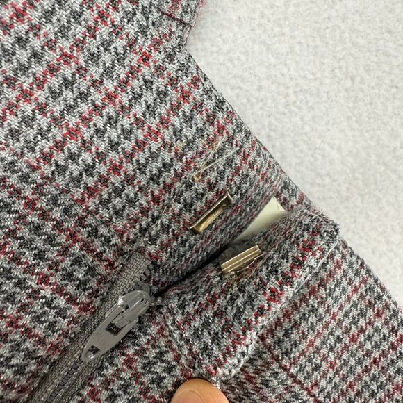 Vintage Houndstooth Trousers Fits 40x29 Gray Red Check Bootcut Talon Pants 70s - Picture 13 of 15